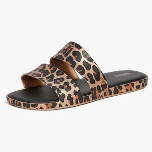 Melissa Leopard Double-Strap Slide Sandals - Gold & Black